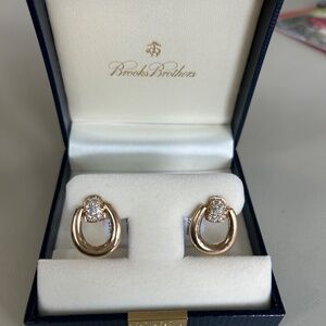 Brooks Brothers Horsebit Gold and Crystal earrings/Equestrian